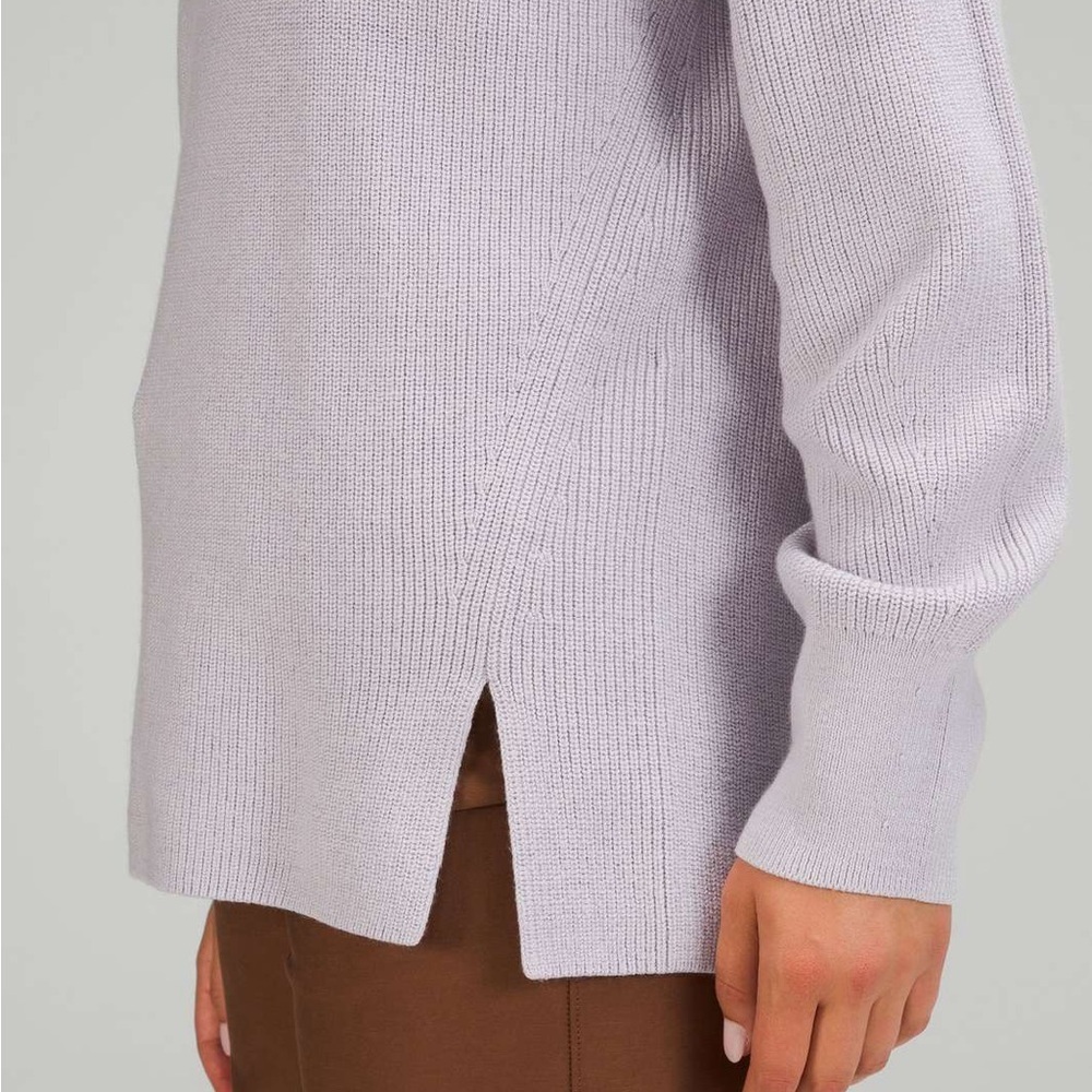 Lululemon Merino Wool-Blend Ribbed Crewneck Sweater Faint Lavender Side 6 - Picture 8 of 10